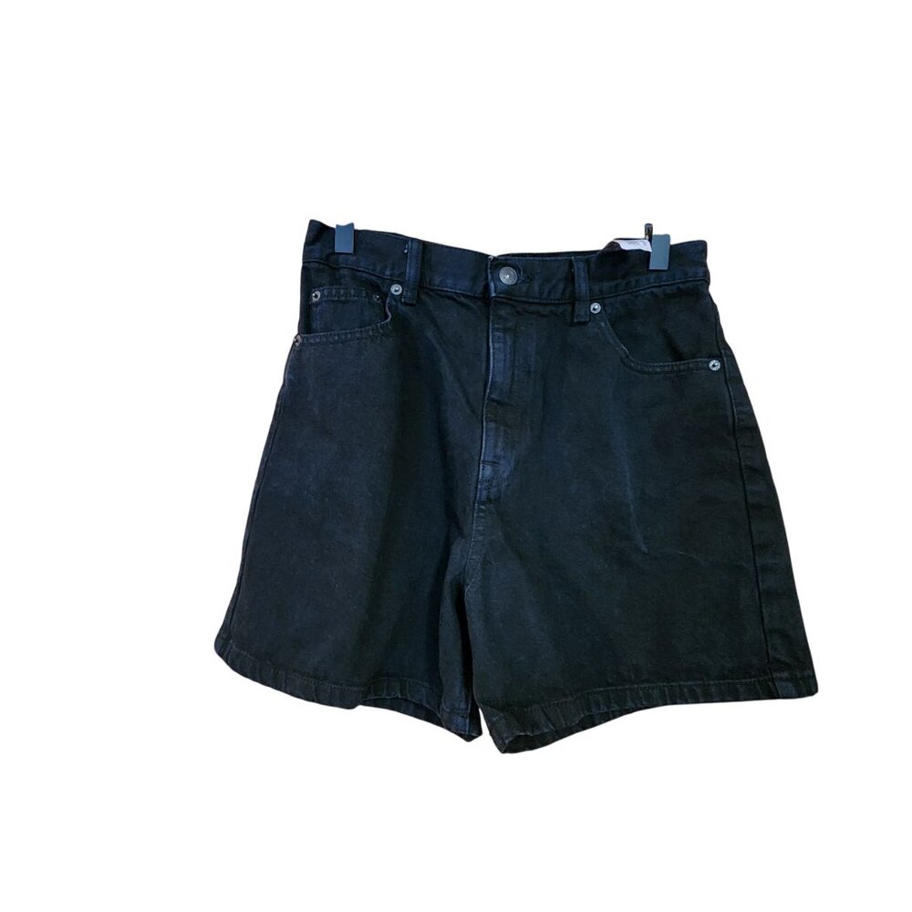 Pull & Bear Womens High-Waisted Black Denim Shorts Size 6
